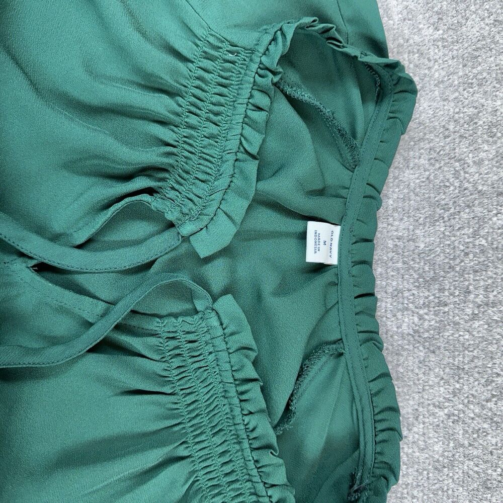 OLD NAVY EMERALD GREEN SMOCKED SLEEVE DRESS Size medium Lightweight - Picture 8 of 11